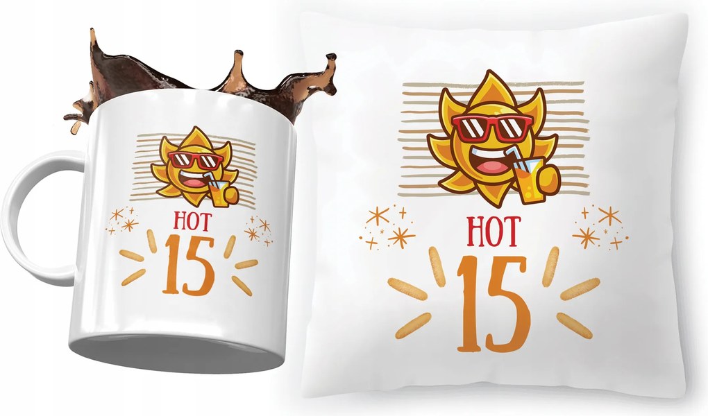 Születésnapi szett 15 15te 15. Párna Bögre Nyomtatott Fotóval