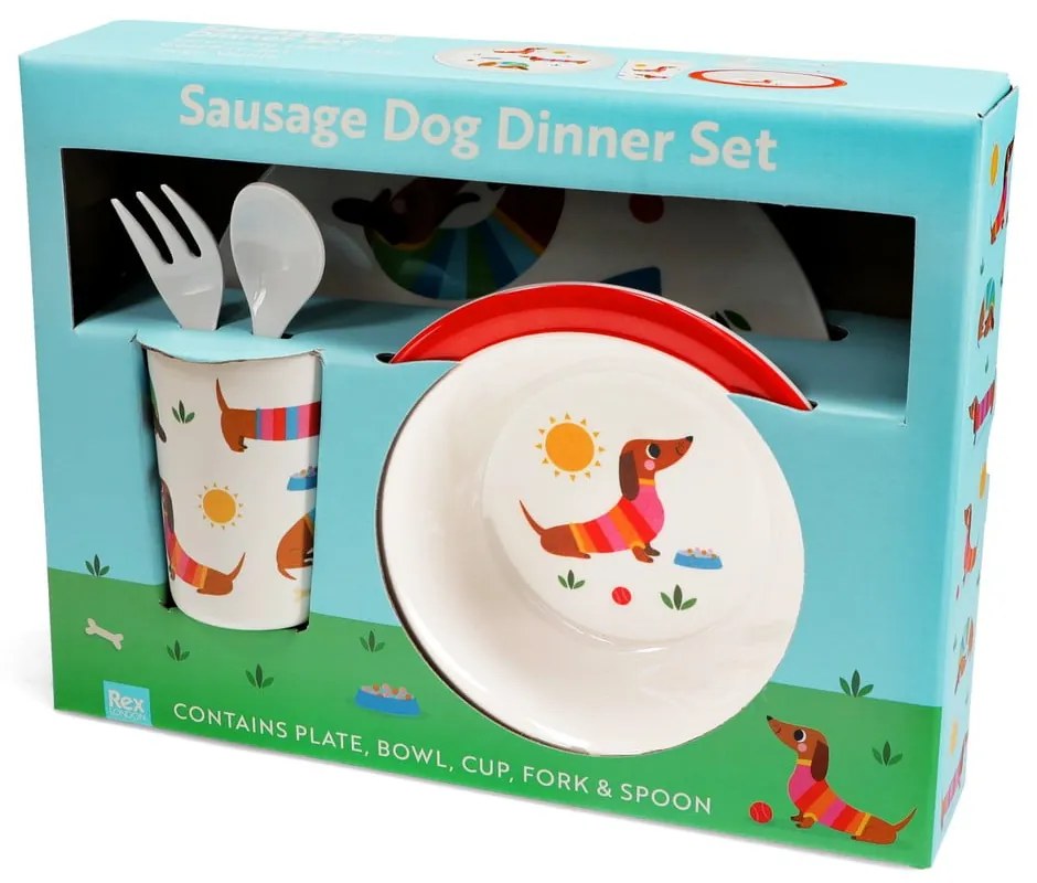 Gyerek étkészlet 5 db-os Sunny Sausage Dog – Rex London