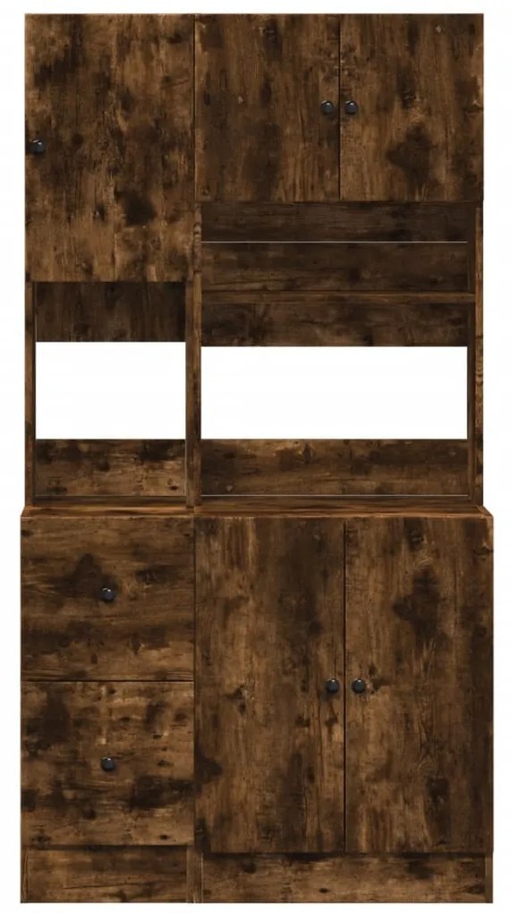 füstös tölgy színű szerelt fa konyhaszekrény 95 x 50 x 180 cm