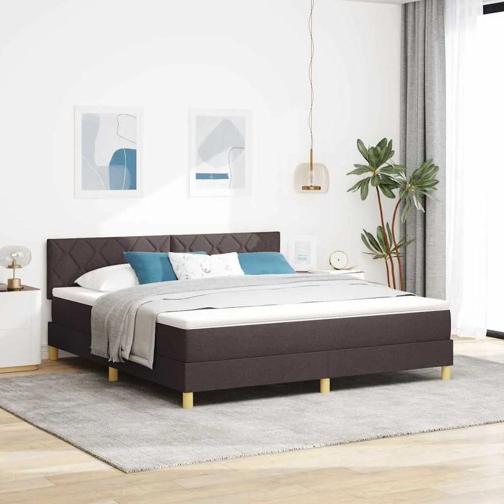 Boxspring ágy matraccal Sötét Barna 180 x 200 cm szövet