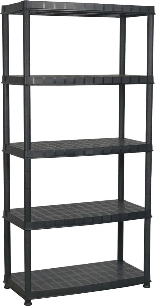 vidaXL fekete műanyag 5 szintes tárolópolc 85 x 40 x 185 cm