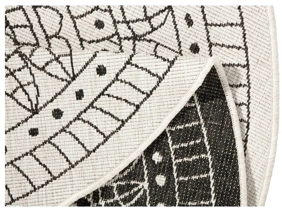 Porto fekete-krémszínű kültéri szőnyeg, ø 200 cm - NORTHRUGS