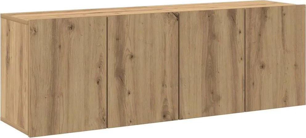vidaXL 2 db kézműves tölgy falra szerelhető TV-szekrény 60x30x41 cm