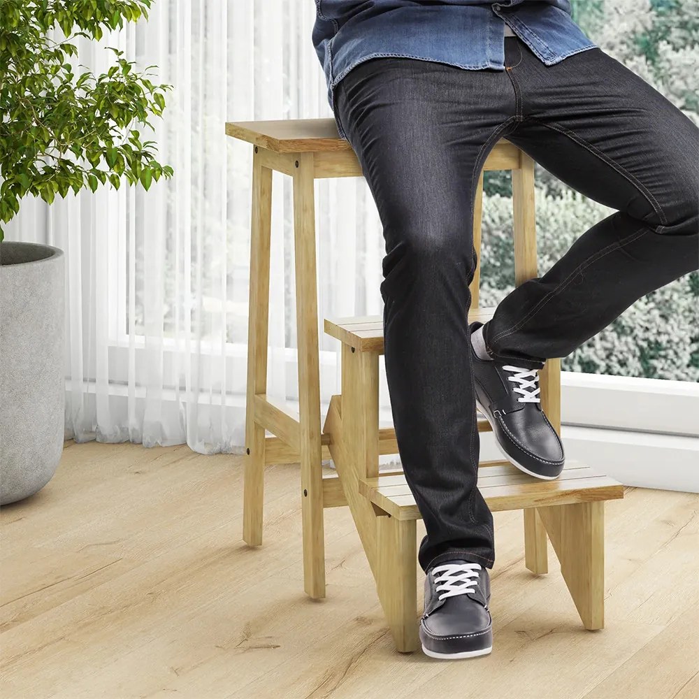 Összecsukható 3 fokos fellépő, natúr