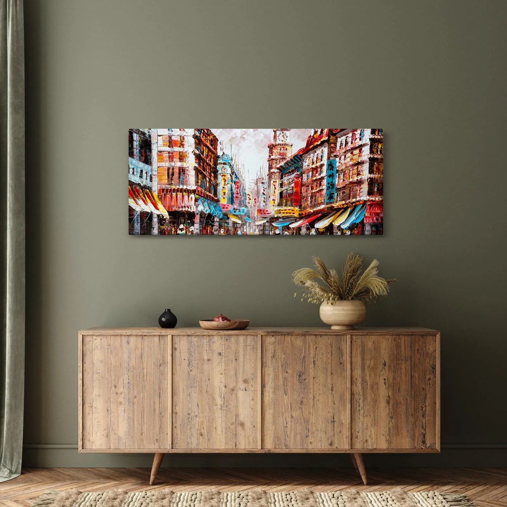 Kép - Hong Kong, olajfestmény (120x50 cm)