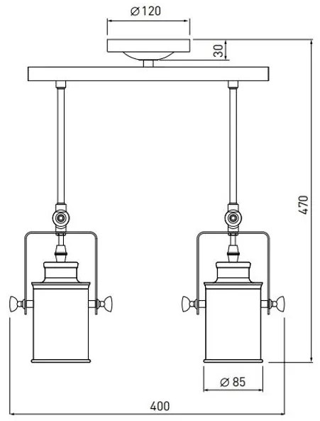 Lámpa Mennyezeti lámpatest DEMIR 2,3994, AC220-240V, 50/60Hz, 2*E27, IP20, dupla, fekete