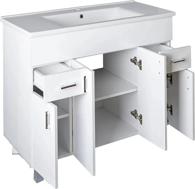 VivaStyle EKONOMIK PLUS 100 lábon álló fürdőszobabútor Sanovit SOFT 13100 mosdóval - 100 x 45,5 cm