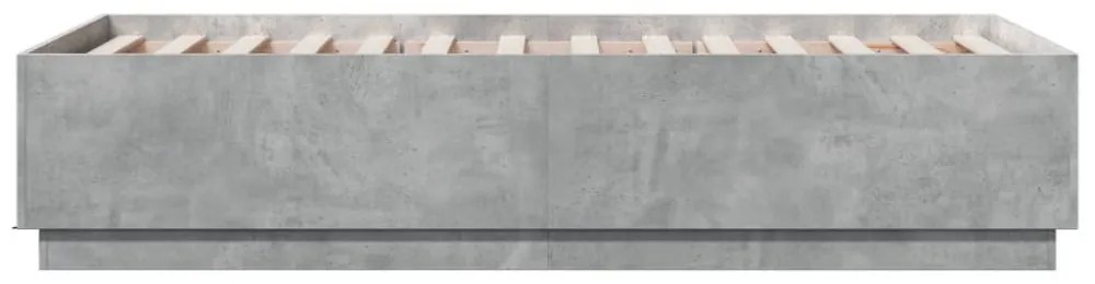 betonszürke szerelt fa ágykeret LED-del 75 x 190 cm