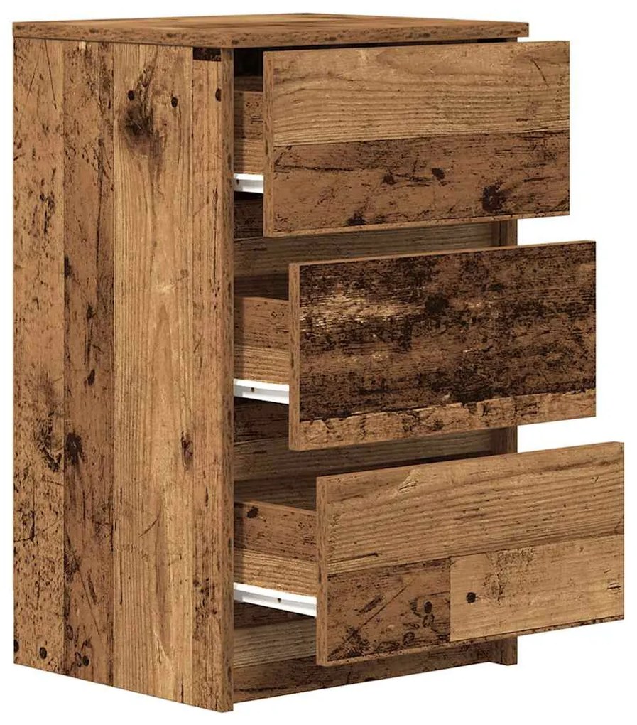 2 db antik fa éjjeliszekrények 3 fiókkal 39x35x65 cm