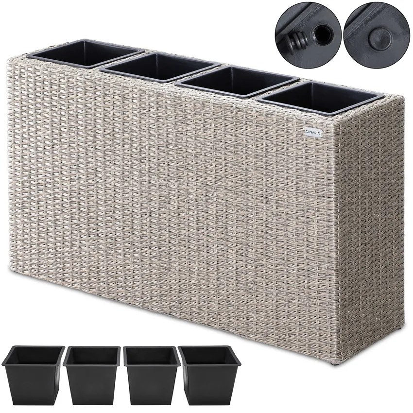 Casaria® Virágláda 95x27x60 cm krémszínű - 4 edény