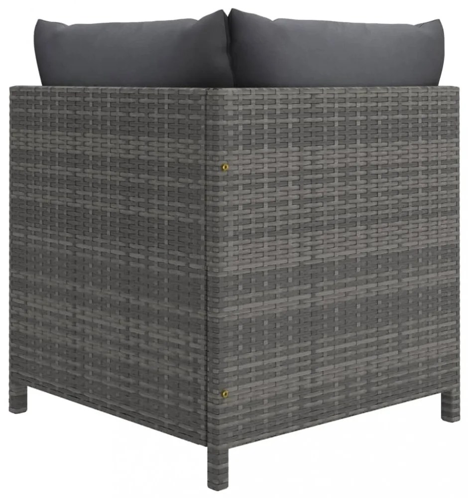 3 részes szürke polyrattan kerti bútorszett párnákkal