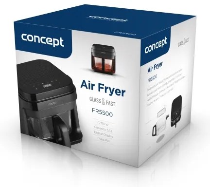 Concept FR5500 - Forró levegős sütő GLASS &amp; FAST 5,5 l 1200W/230V fekete
