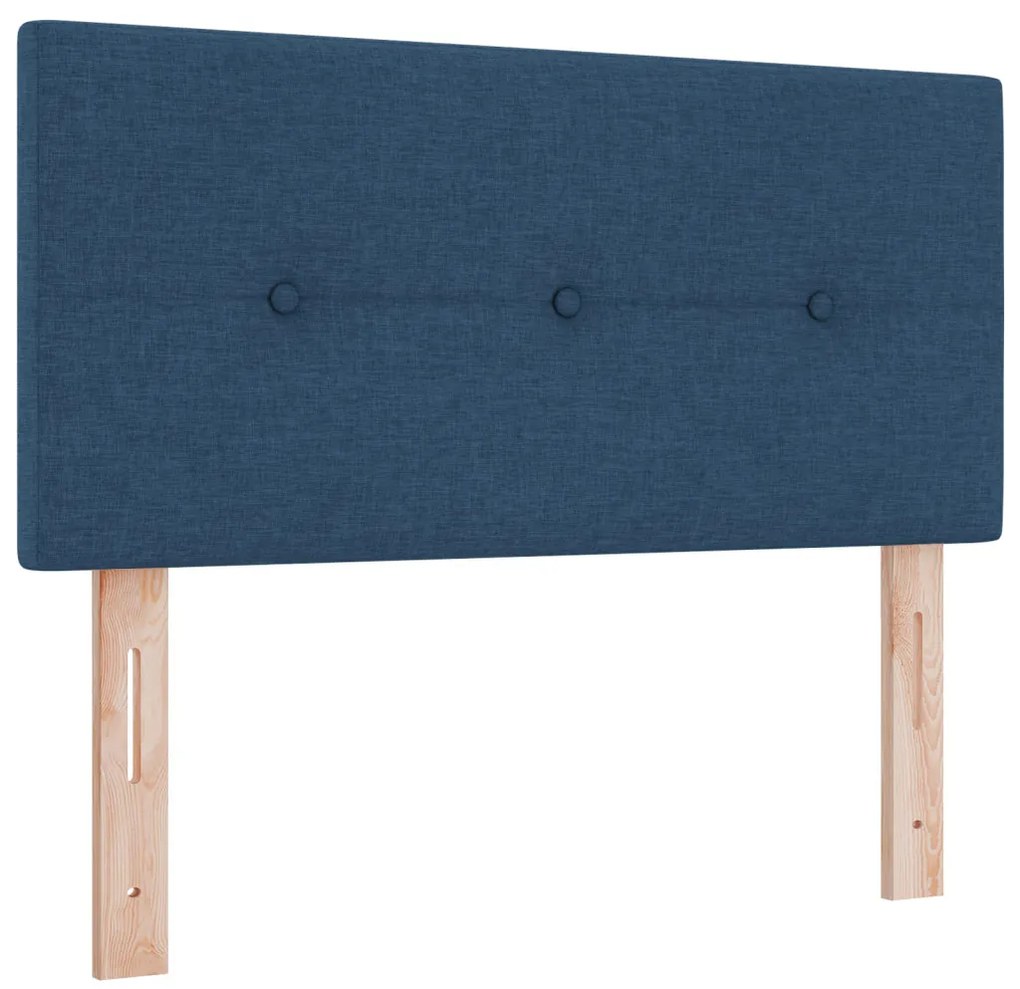 vidaXL Boxspring ágy matraccal Kék 90 x 190 cm Szövet és Mérnöki Fa