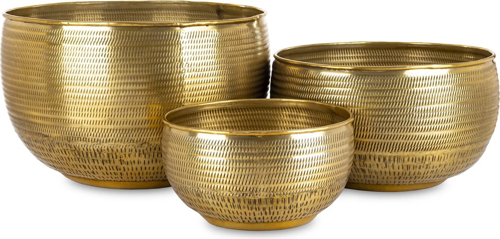 Fém kaspóvédő arany öregített kpl.3db-os szett kaspóvédő