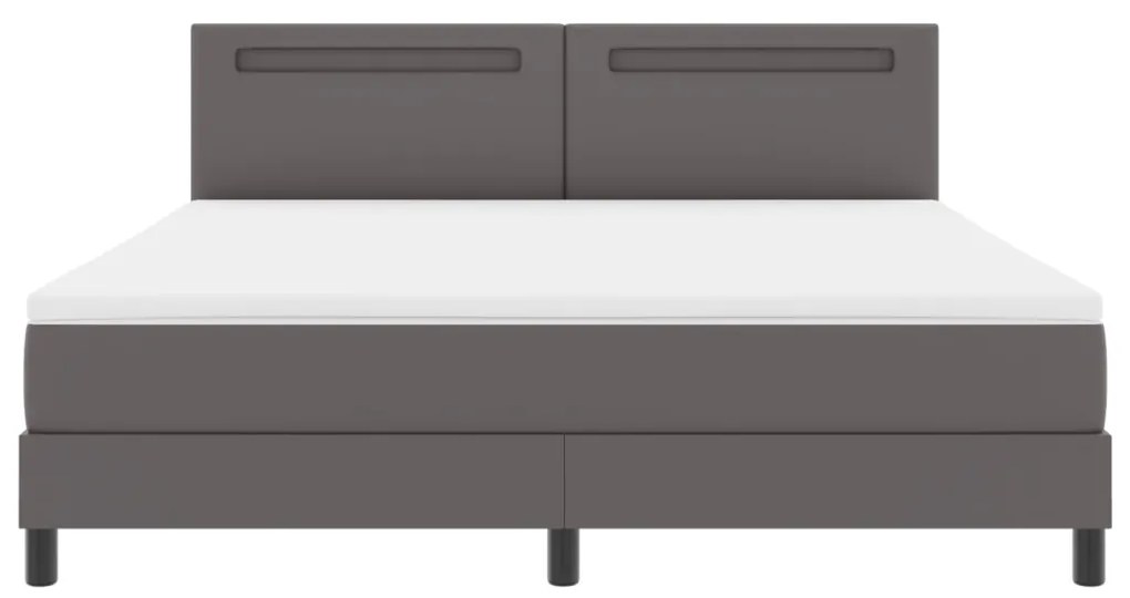 Boxspring ágy szürke színben, szuper king méret, műbőr
