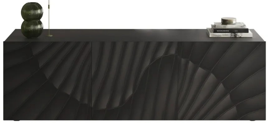 SNAKE háromajtós komód, antracitszürke testet és antracitszürke, díszített mintázatú előlapokkal