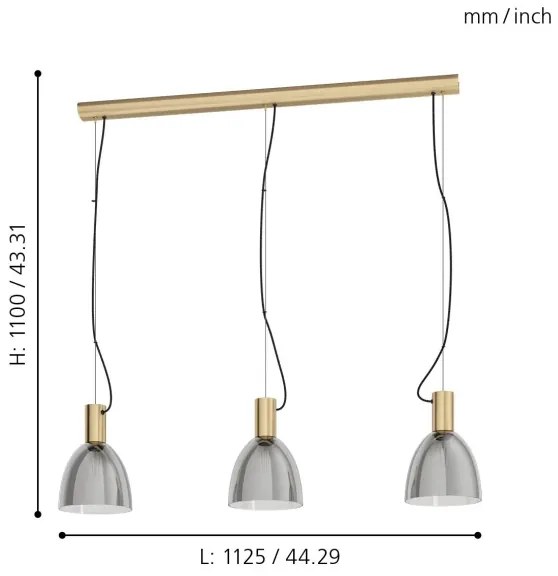 Eglo 99314 - Csillár zsinóron LEBALIO 3xE27/40W/230V