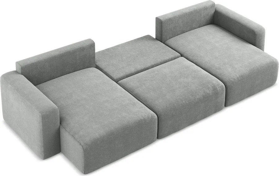 Szürke zsenília kinyitható-tárolóhelyes (U alakú) sarokkanapé Kona – Makamii