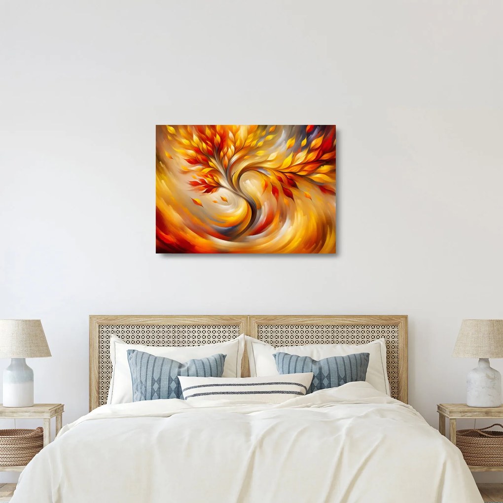 Üveg kép - Őszi fa (70x50 cm)