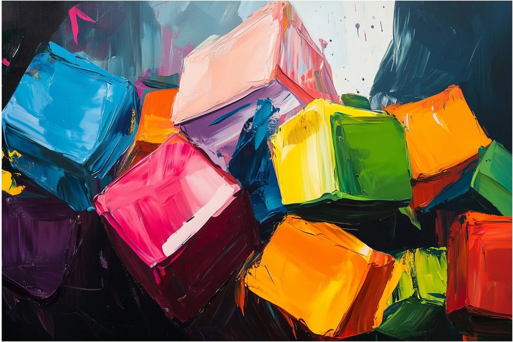 Kép - Színes kockák (90x60 cm)