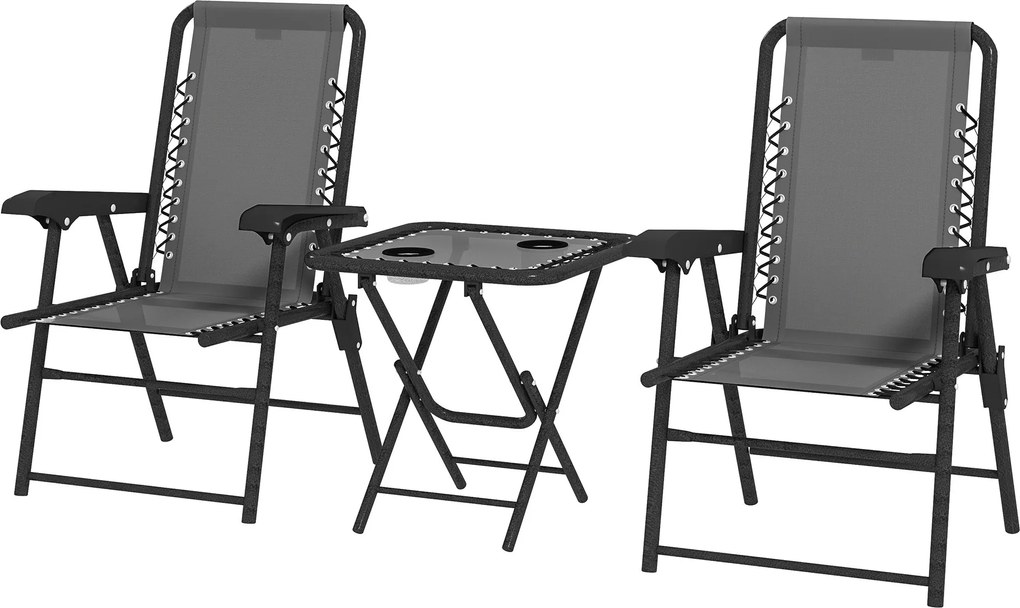 Outsunny 3 darabos Sötétszürke Terasz Kerti Bútor Szett | Aosom