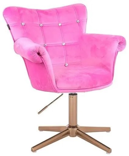 HR804CCROSS Rózsaszín modern velúr szék arany lábbal
