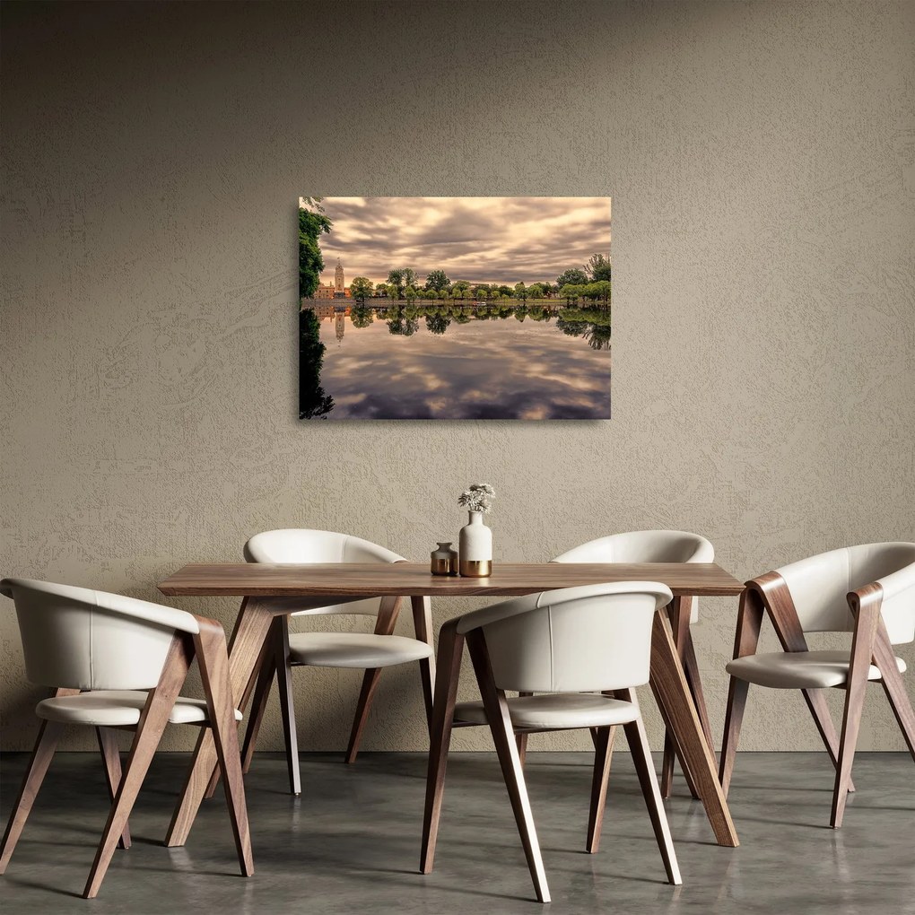 A tó és a fák képe (üvegen) (70x50 cm)