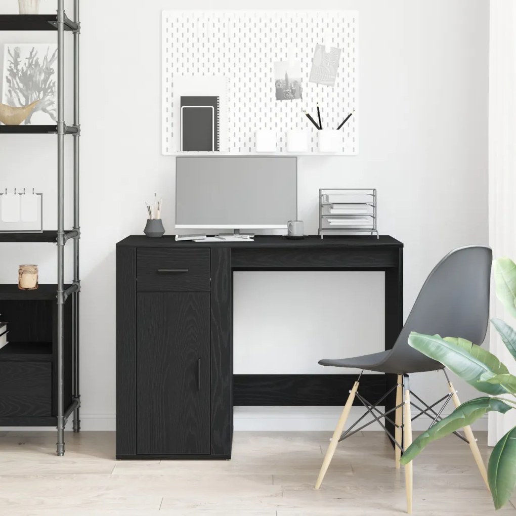 Íróasztal Fekete Tölgy 100x49x75 cm Műszaki Fa