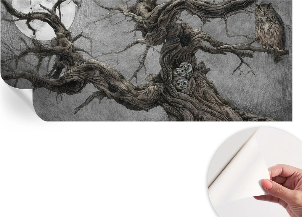 Fotótapéta Öntapadós Dekoratív tapéta Rejtélyes bagoly 250x104 cm