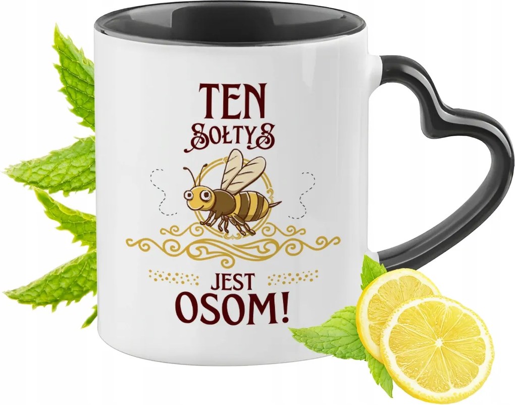 Szolnok számára Fekete Bögre Szív Alakú Füllel Ajándék Nyomtatott