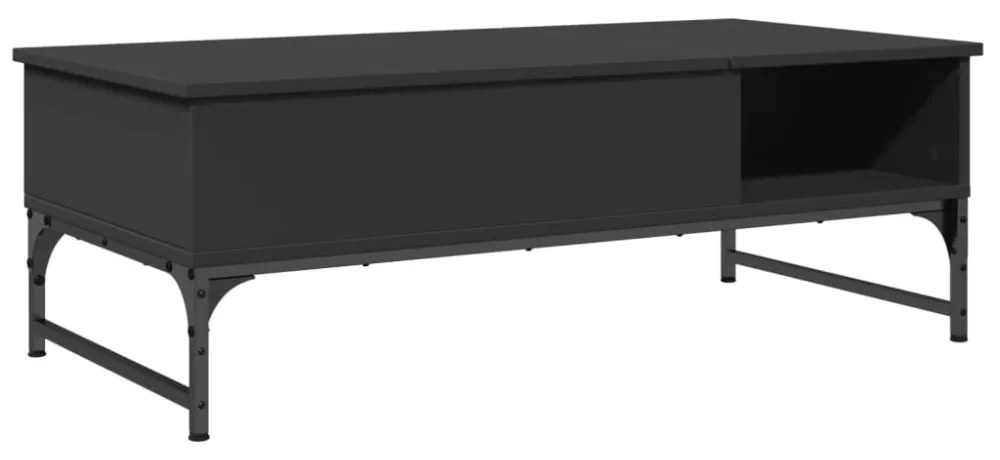 fekete szerelt fa és fém dohányzóasztal 100 x 50 x 35 cm