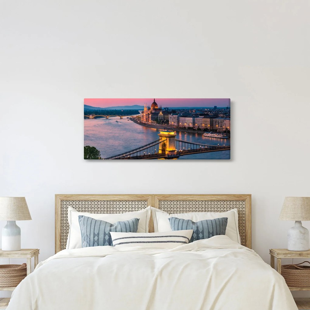 Kép - panoráma a városra, Budapest, Magyarország (120x50 cm)