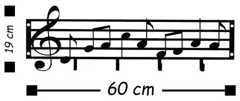 Fali akasztó 60x19 cm jegyzetek fém