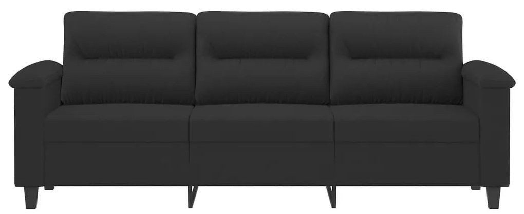 3 személyes fekete mikroszálas szövetkanapé 180 cm