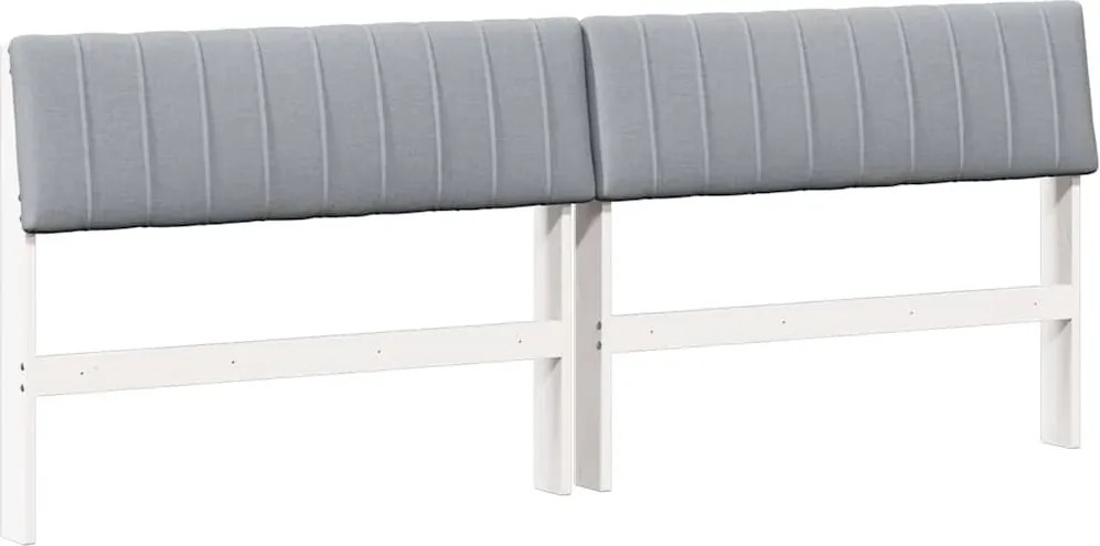 vidaXL Kárpitozott fejtámla Világosszürke 200 cm Tömör fenyőfa