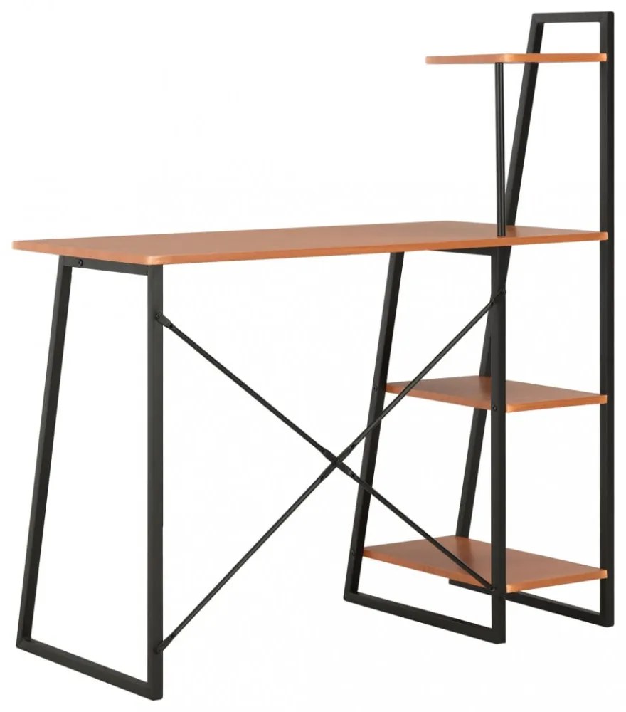 fekete és barna íróasztal polcrendszerrel 102 x 50 x 117 cm