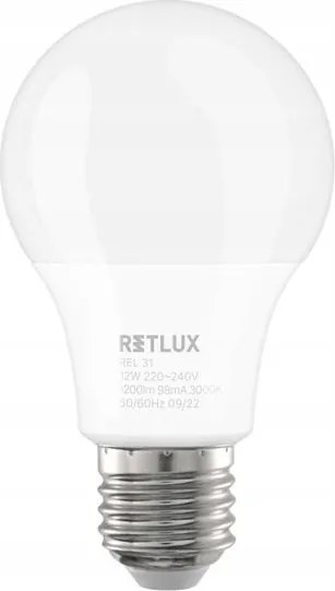 Led izzó E27 12W A60 meleg fehér Retlux Rel 31 2 db