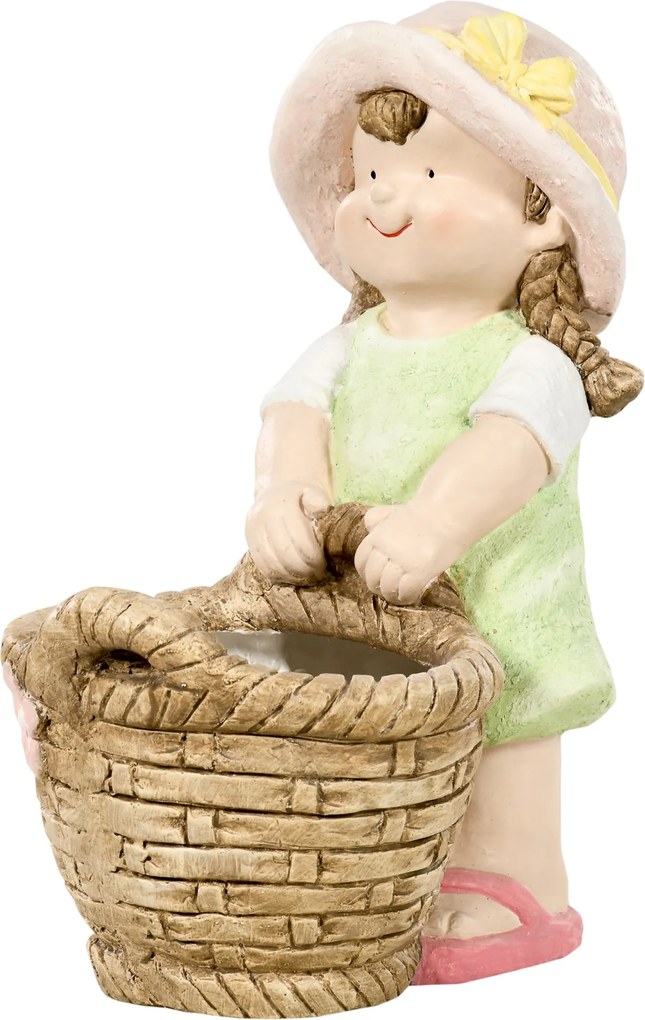Outsunny Kerti Figura "Lány Virágcseréppel", Időjárásálló Kerti Szobor, Virágcserép Dísz, Kert Dekoráció, Szobor Otthoni Dekorációhoz, Kerthez és Udva