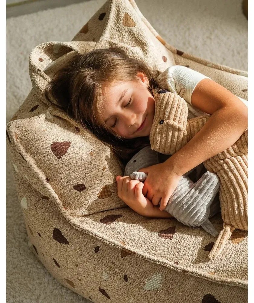 Világosbarna buklé-zsenília gyerek babzsákfotel Terrazzo Chair – Wigiwama