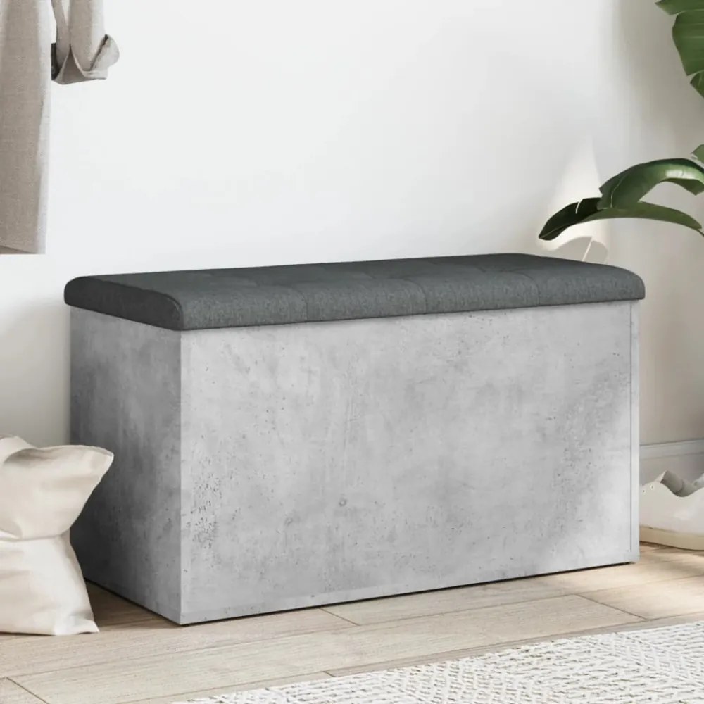betonszürke szerelt fa tárolópad 82 x 42 x 45 cm