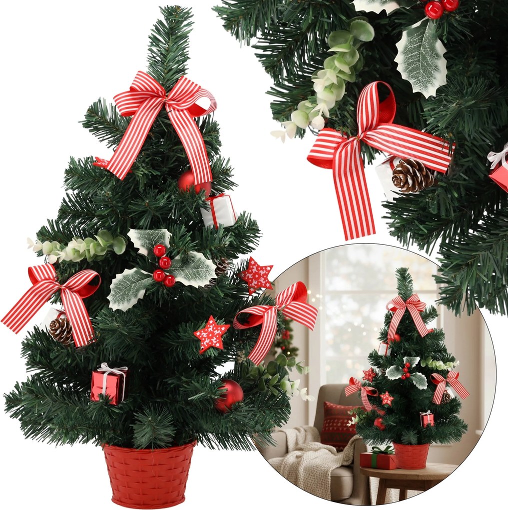 Kis Műkarácsonyfa , Díszített, 60cm