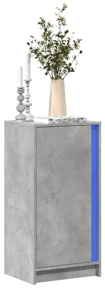 betonszürke szerelt fa tálalószekrény LED-del 42,5 x 34 x 85 cm