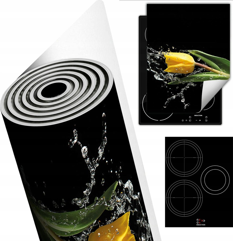 Tűzhelyvédő Szőnyeg Asztali Dekoráció 40x52 fekete tulipán