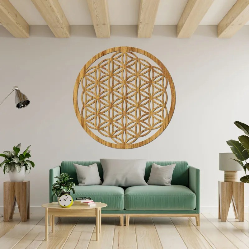 Fából készült mandala a falon Életvirág - PERTON