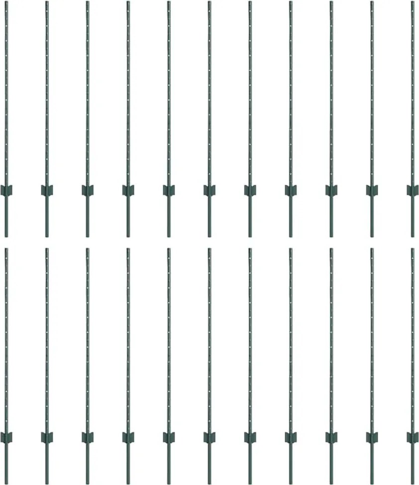 vidaXL Kerítésoszlop 22 pcs Zöld 160 cm Acél