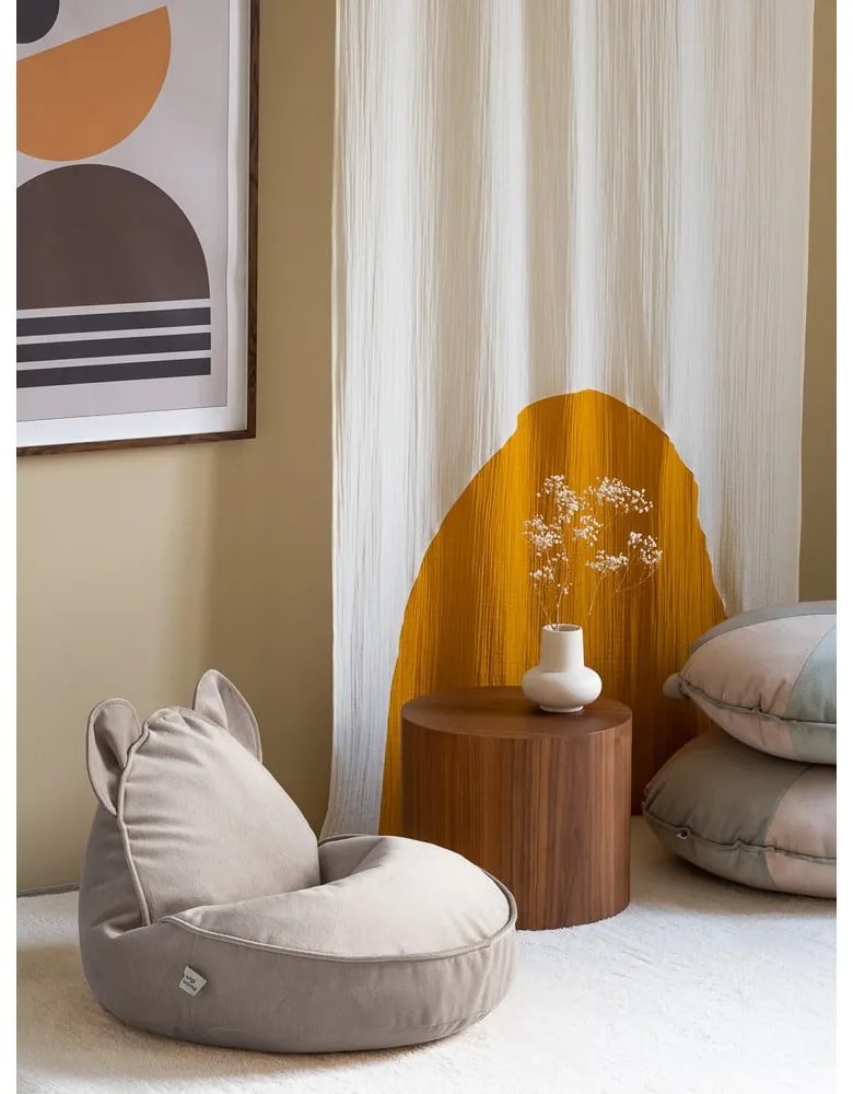 Bézs bársony gyerek babzsákfotel Bear – Wigiwama