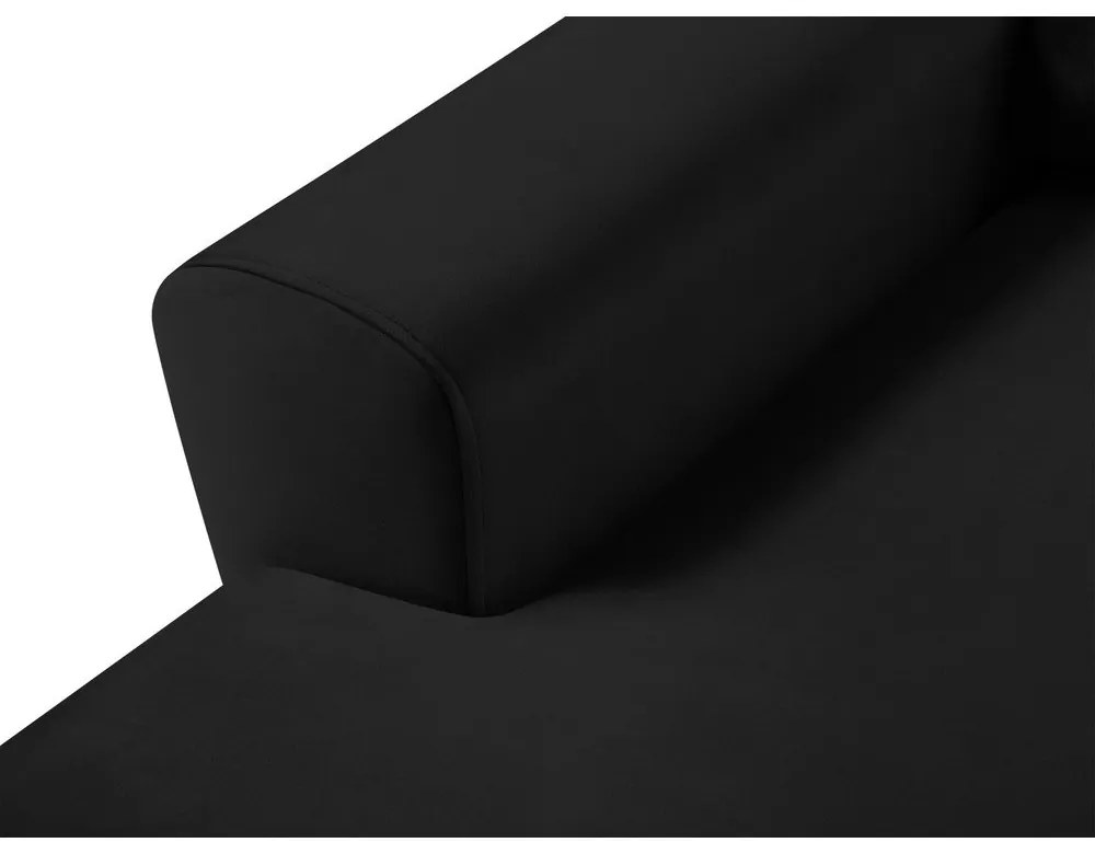 Fekete bársony kinyitható tárolóhelyes sarokkanapé (bal oldali-heverő résszel) Kyoto – Cosmopolitan Design