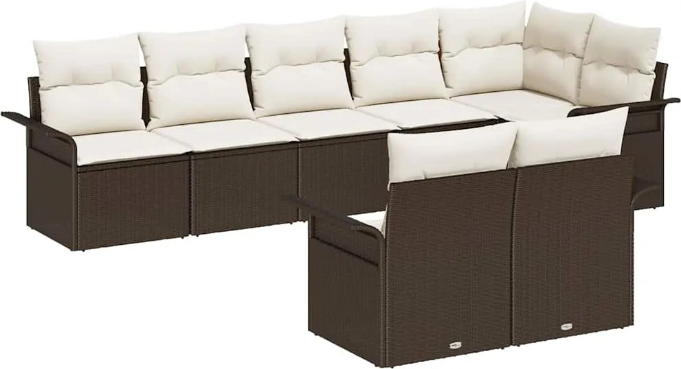 vidaXL Kerti Kanapé Szett tárolóval 8 pcs Barna polirattan