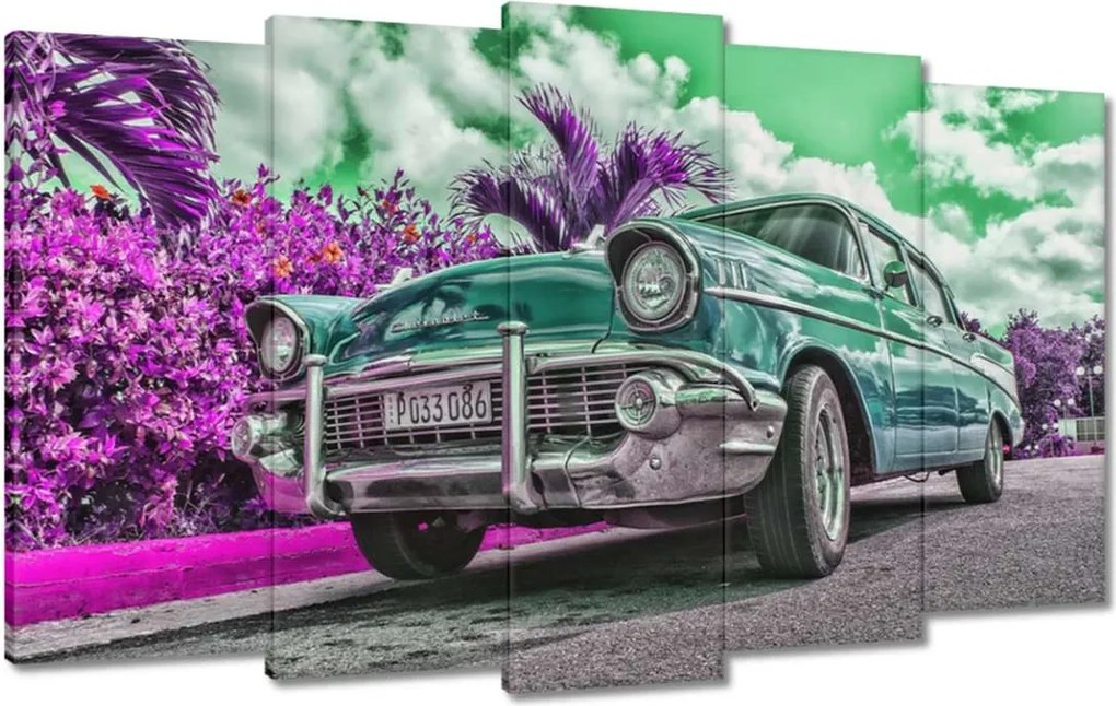 Vászonkép 100x60 Klasszikus autó türkizben