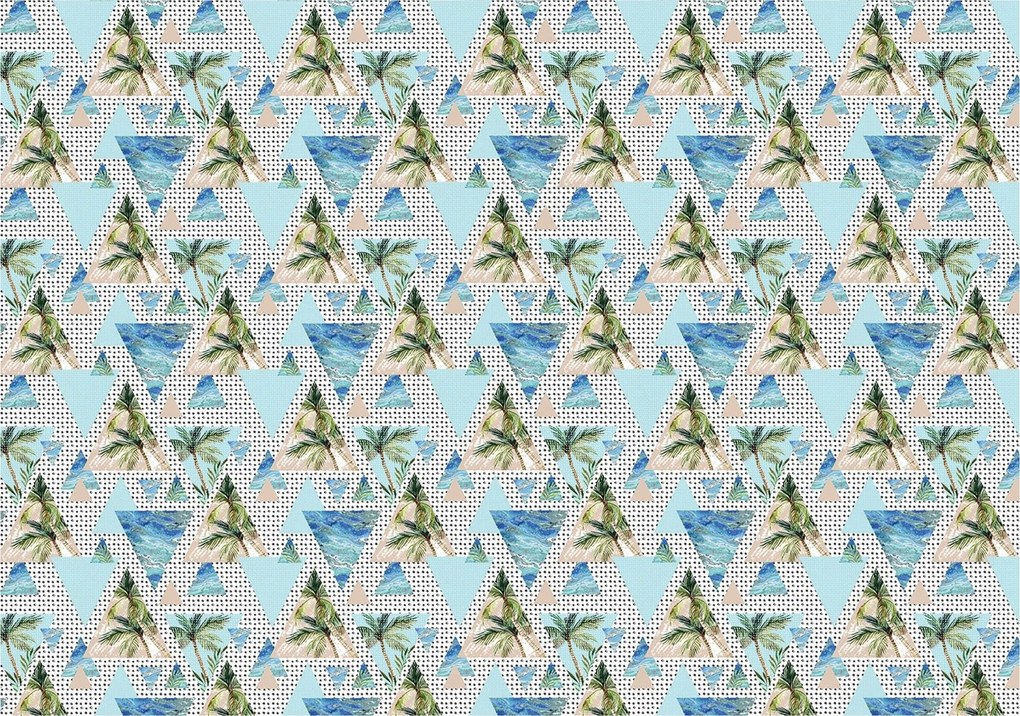 Fotótapéta Tengerpart Pálma geometria Trópusok vinil 520x318 +ragasztó